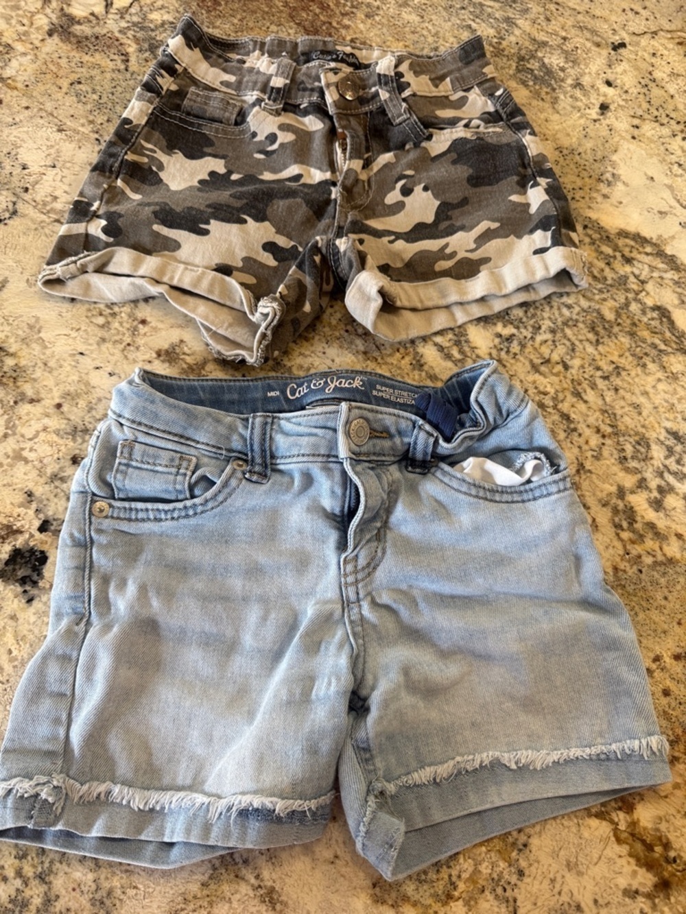 Cat & Jack Camo Roll-Hem and Light Wash Denim Shorts